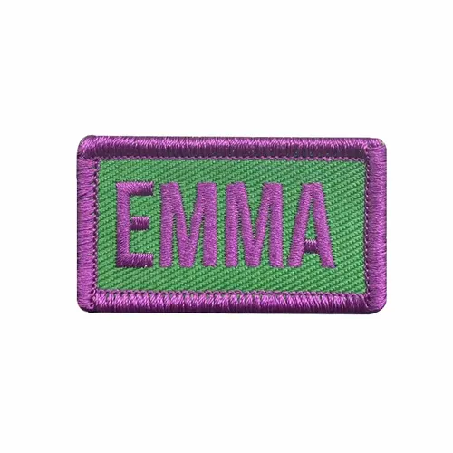 Purple and Green Emma Name Patch - Custom Banners Now