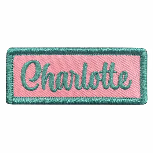 Teal and Pink Charlotte Name Patch - Custom Banners Now