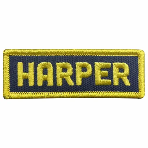 Yellow and Navy Harper Name Patch - Custom Banners Now