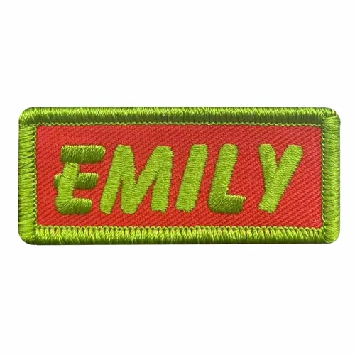 Lime Green and Red Emily Name Patch - Custom Banners Now