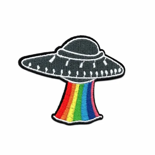 Rainbow and Black UFO Patch - Custom Banners Now