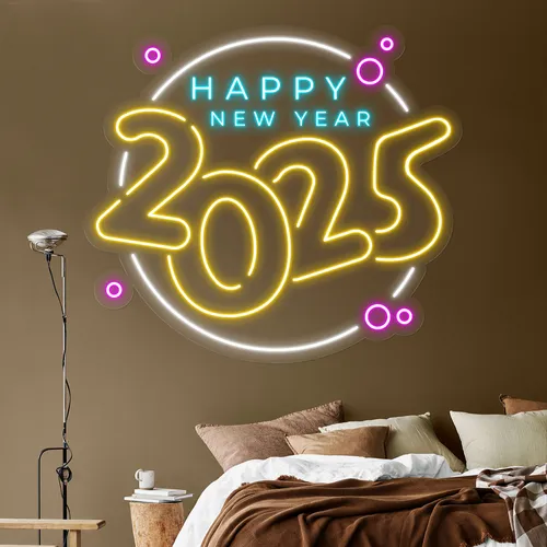 Colorful New Year Neon Sign - Custom Banners Now