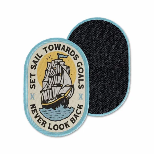 Oval Set Sail Never Look Back Velcro Patch - Custom Banners Now