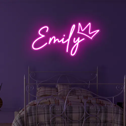 Emily Crown Neon Sign - Custom Banners Now