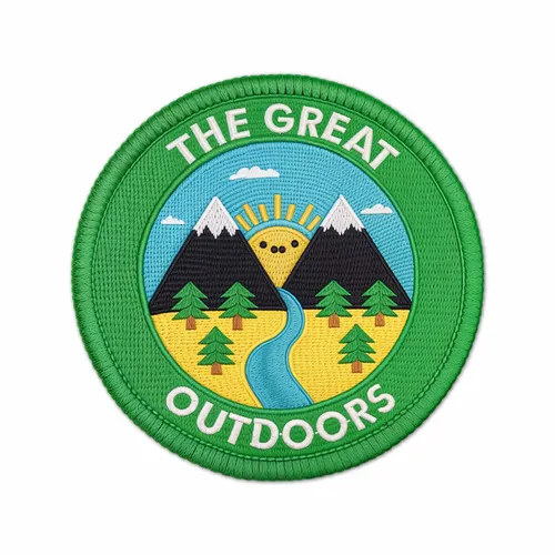 Round The Great Outdoors Iron On Patch - Custom Banners Now