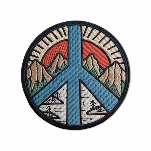 Round Natural Peace Iron On Patch - Custom Banners Now