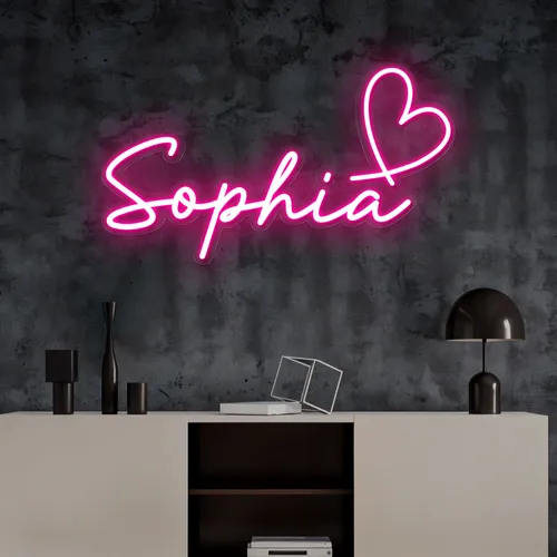 Sophia with Heart Neon Sign - Custom Banners Now