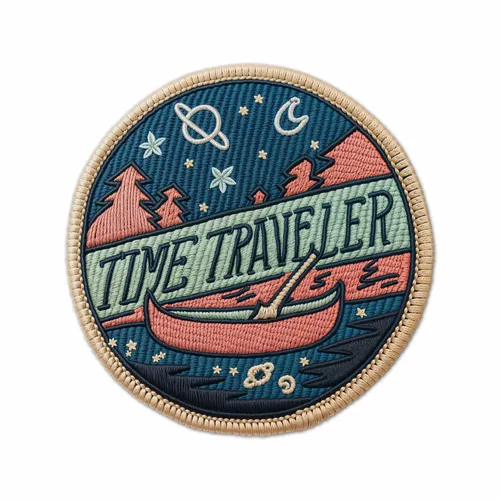 Round Time Traveler Iron On Patch - Custom Banners Now
