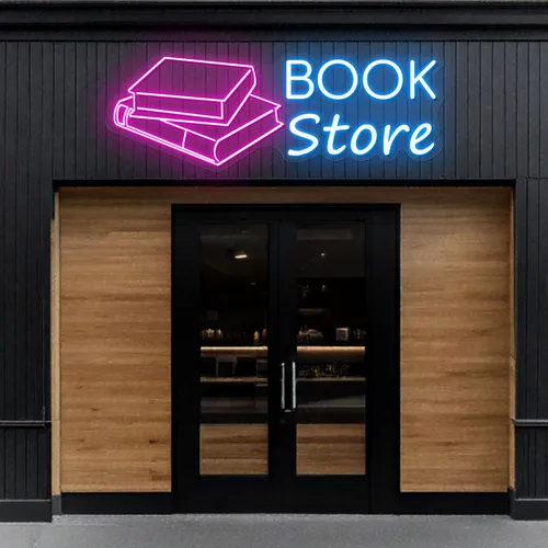 Glowing Book Store Neon Sign - Custom Banners Now