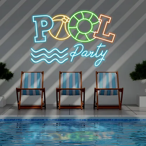 Fun Summer Pool Party Neon Sign - Custom Banners Now