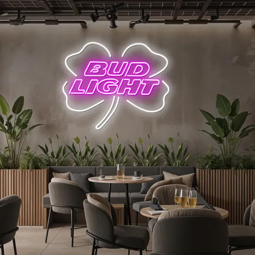Lucky Clover Bud Light Neon Sign - Custom Banners Now