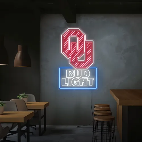 OU Bud Light Neon Sign - Custom Banners Now