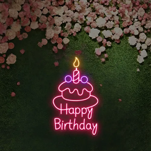 Happy Birthday Wishes Neon Sign - Custom Banners Now