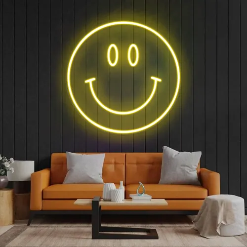 Yellow Neon Smile Sign - Custom Banners Now