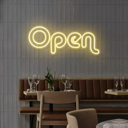 Bright Open Neon Sign - Custom Banners Now