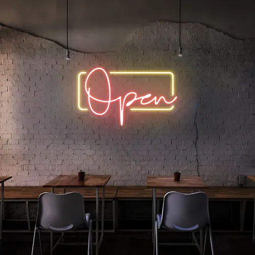 Modern Open Neon Sign - Custom Banners Now