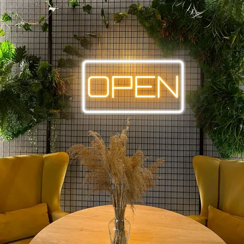 Inviting Open Neon Sign - Custom Banners Now
