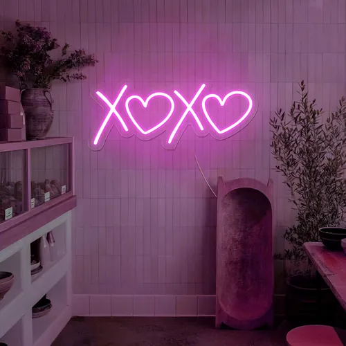 XOXO Heart Pink Neon Sign - Custom Banners Now