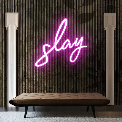 Glowing Slay Pink Neon Sign - Custom Banners Now