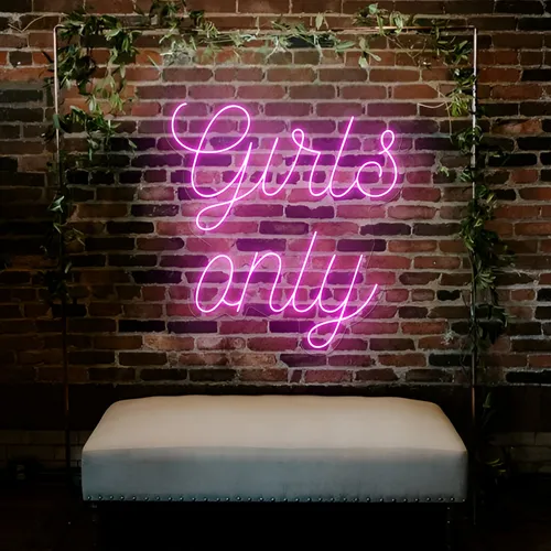 Chic Pink Girls Only Neon Sign - Custom Banners Now
