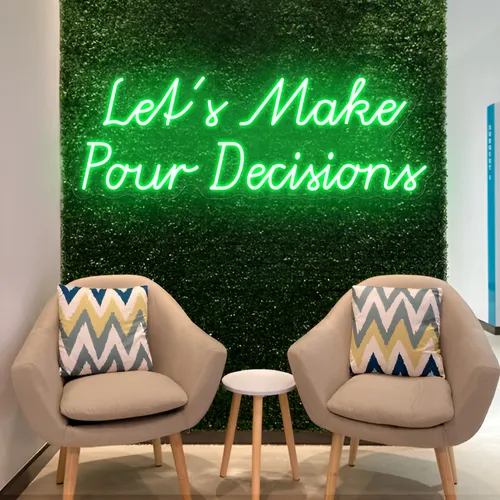 Stylish "Let's Make Pour Decisions" Neon Sign - Custom Banners Now