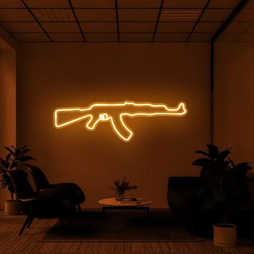 Cool Rifle Neon Sign - Custom Banners Now