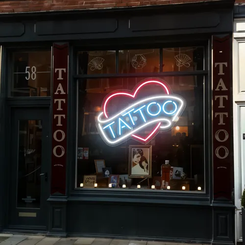 Tattoo Heart Window Neon Sign - Custom Banners Now
