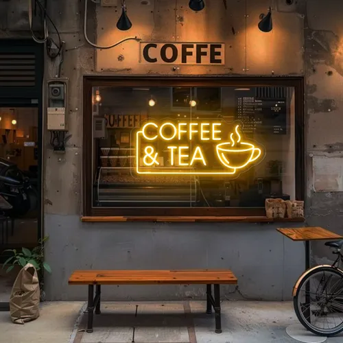 Coffee Tea Window Neon Sign - Custom Banners Now