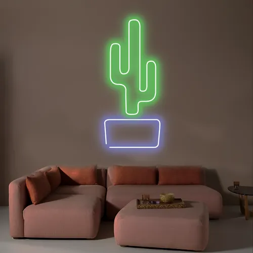 Cactus Vertical Neon Sign - Custom Banners Now
