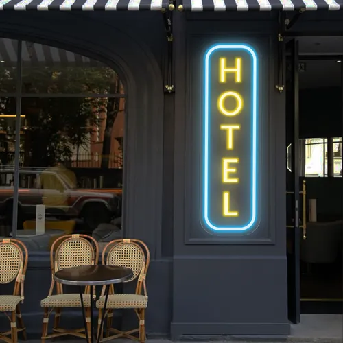 Hotel Vertical Neon Sign - Custom Banners Now