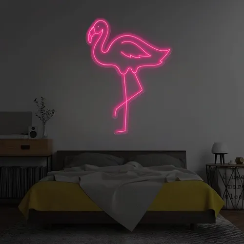 Single Flamingo Vertical Neon Sign - Custom Banners Now
