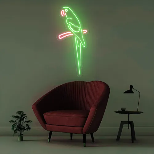 Green Parrot Vertical Neon Sign - Custom Banners Now