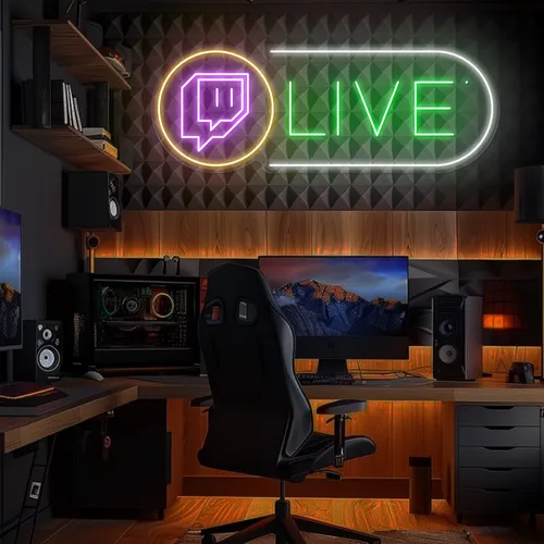 Twitch Live Streaming Neon Sign - Custom Banners Now