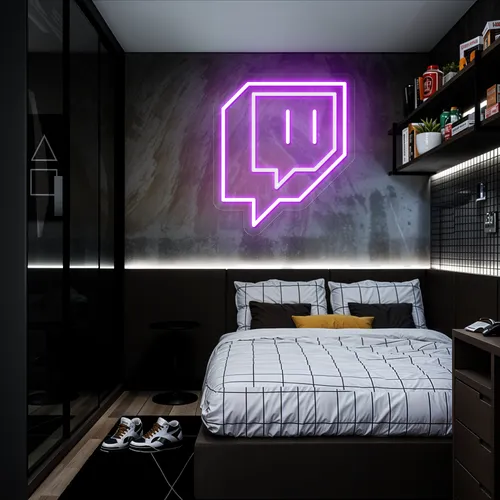 Twitch Icon Glow Neon Sign - Custom Banners Now