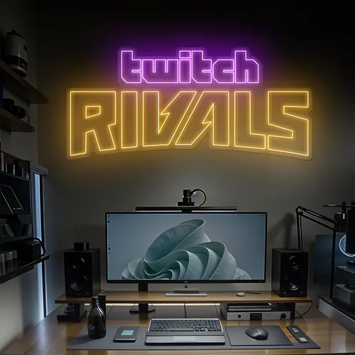 Twitch Rivals Gaming Setup Neon Sign - Custom Banners Now