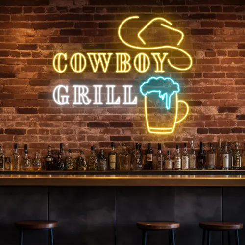 Cowboy Grill Neon Sign - Custom Banners Now