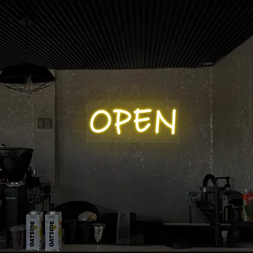 Open Neon Sign (small handwritten style) - Custom Banners Now
