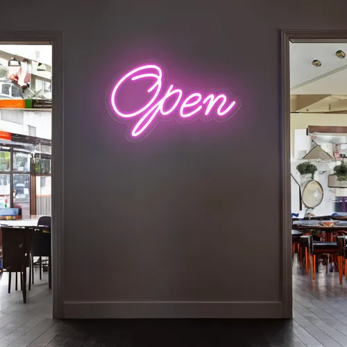 Open Script Neon Sign - Custom Banners Now