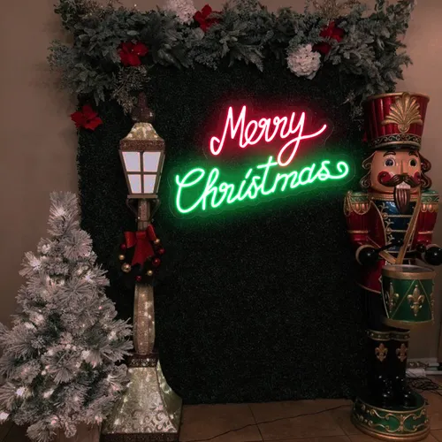 Merry Christmas Script Neon Sign - Custom Banners Now