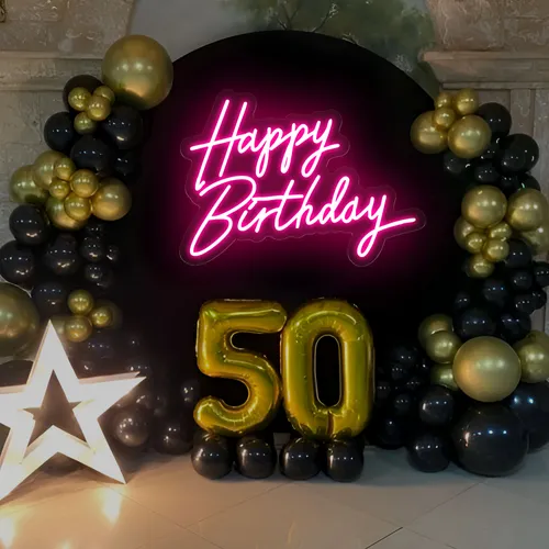 Happy Birthday Neon Sign - Custom Banners Now