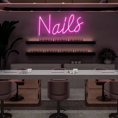 Nails Script Neon Sign - Custom Banners Now