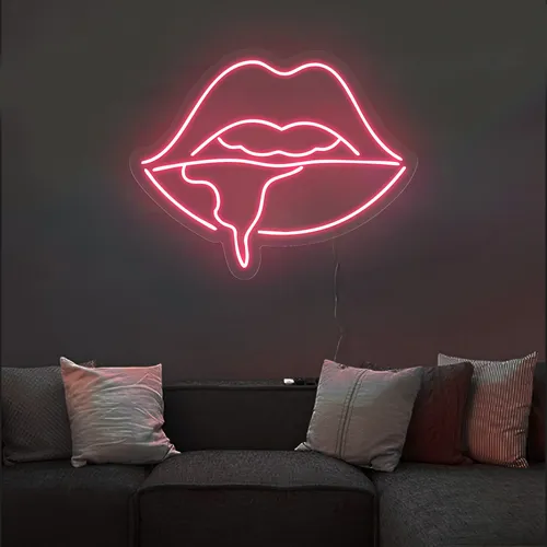 Dripping Lips Neon Sign - Custom Banners Now