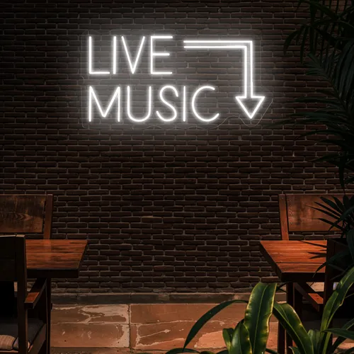 Live Music Neon Sign - Custom Banners Now