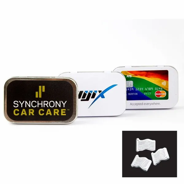 Rectangular Tin with American Flag Shaped Mints - Custom Banners Now