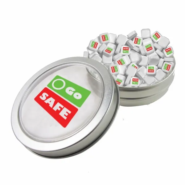 Small Top View Tin - Imprinted Square Mints - Custom Banners Now