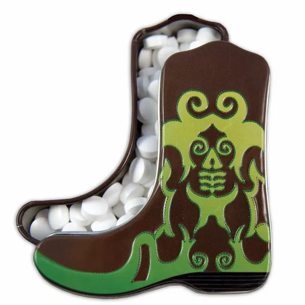 Green Cowboy Boot-Shaped Mint Tin - Custom Banners Now