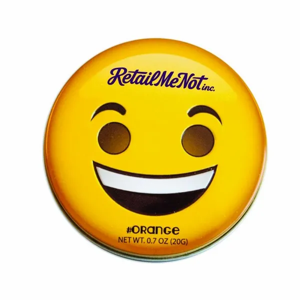 Smiley Face Emojy Tin with Orange Mints - Custom Banners Now