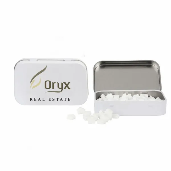 Rectangular Tin with House Shaped Mints - Custom Banners Now