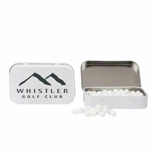 Rectangular Tin with Golf Ball Shaped Mints - Custom Banners Now