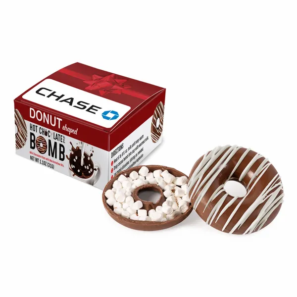 Donut-Shaped Hot Chocolate Bomb with Drizzle - Custom Banners Now
